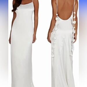 Amazon White Sleeveless Spaghetti Strap Slip Dress